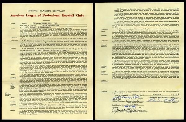 - 1961 Nellie Fox Signed Player's Contract