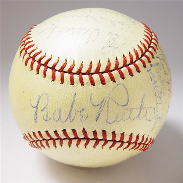 1938 Brooklyn Dodgers Team Signed Baseball with Babe Ruth