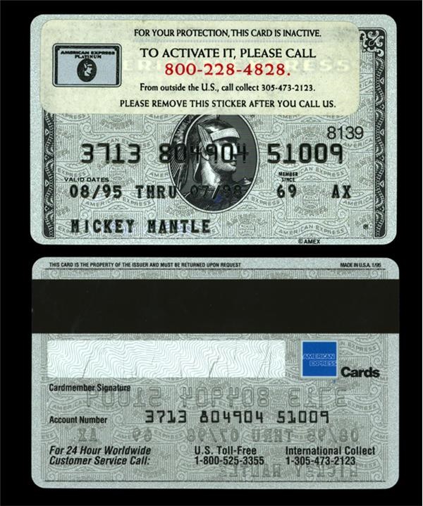 - Mickey Mantle’s American Express Credit Card (Unsigned)