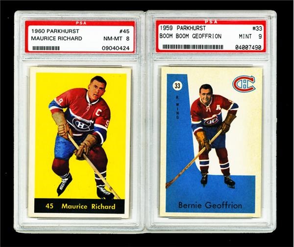 Hockey Cards - Parkhurst 1959 #33 Geoffrion PSA 9 & 1960 #45 Richard PSA 8