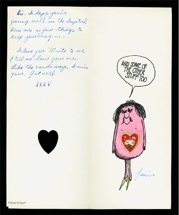 - Janis Joplin Signed Greeting Card (4”x9”)