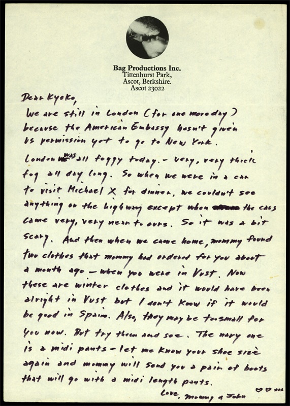 Beatles Autographs - Yoko Ono Letter (8"x11")