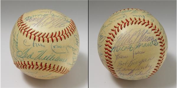 Autographed Baseballs - 1954 American League All Stars Team Signed Baseball