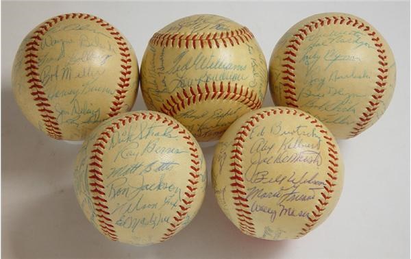 Autographed Baseballs - 1954 American League Team Signed Baseballs (5)