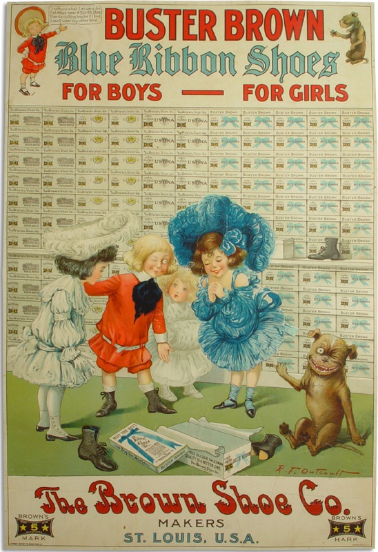 Comics - Buster Brown 1904 Blue Ribbon Shoes Poster by R.F. Outcault