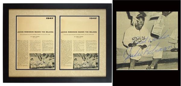 Jackie Robinson - Jackie Robinson Breaks Major League Color Line Signed Photos (2)