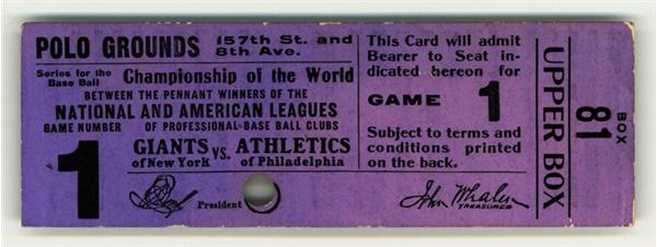 Tickets, Publications & Pins - 1911 World Series Ticket