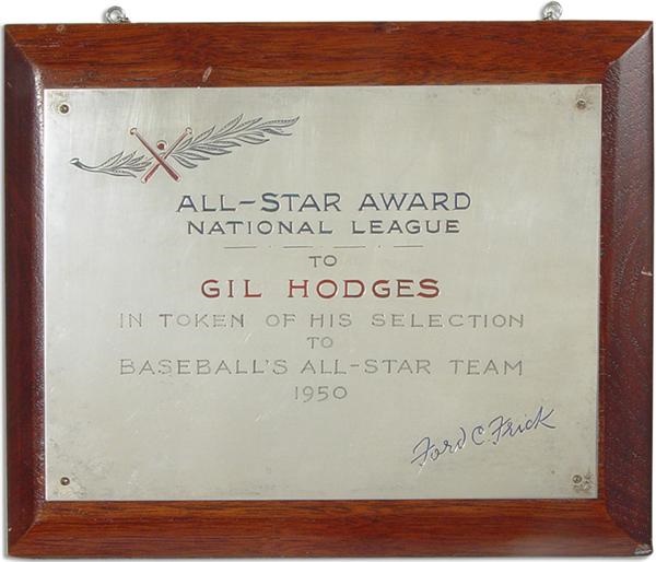 Dodgers - 1950 Gil Hodges All Star Plaque