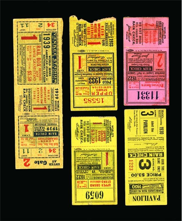 - (5) World Series Tickets with Full 1939 World Series Game 1