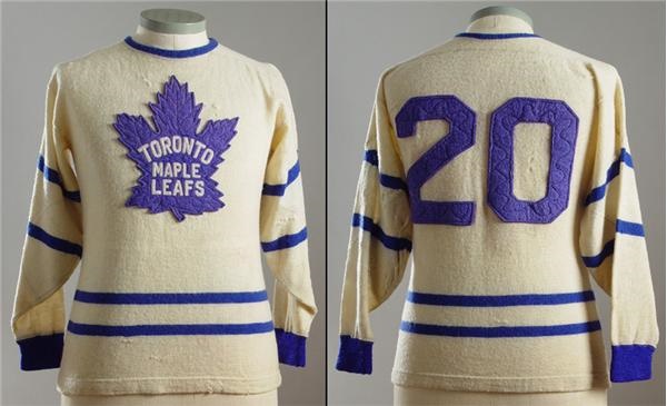 Hockey Sweaters - 1950's Tod Sloan Toronto Maple Leafs Game Worn Wool Sweater