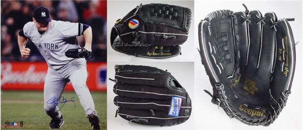 NY Yankees, Giants & Mets - 2000 Roger Clemens Game Used Glove with Photo