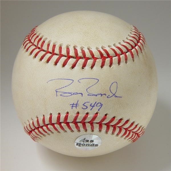 Game Used Baseballs - Barry Bonds Autographed Home Run #549 Baseball