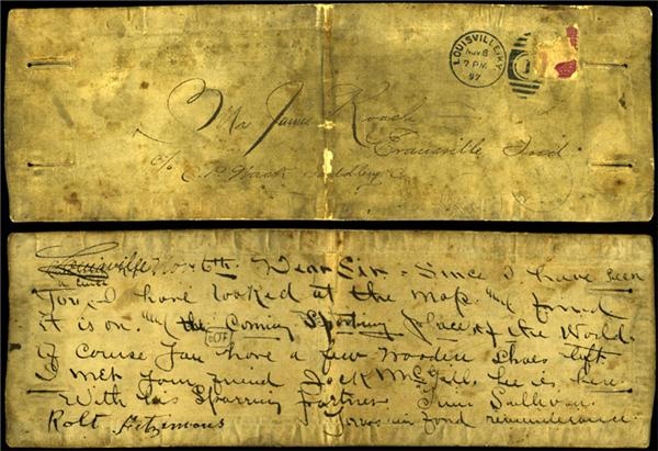 - Rare 1897 Robert Fitzsimmons Handwritten Letter