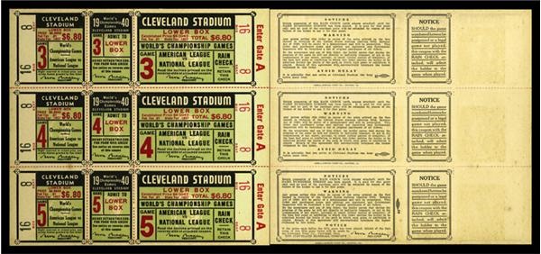 Tickets, Publications & Pins - 1940 Cleveland Indians Phantom World Series Tickets (3)