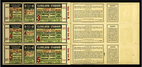 - 1940 Cleveland Indians Phantom World Series Tickets (3)