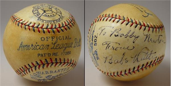 - Babe Ruth Inscribed Baseball to his Doctor