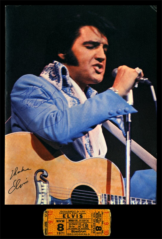 Elvis Presley Signed Photograph and 1971 Concert Ticket