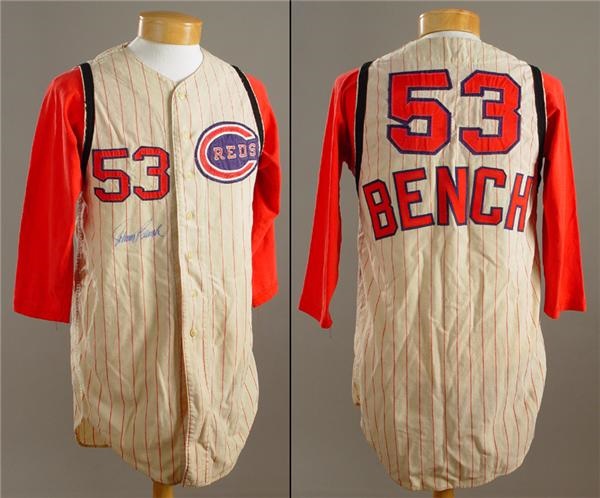- 1967 Johnny Bench Autographed Game Worn Pre Rookie Jersey