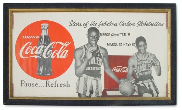 - 1952 Reece Goose Tatum and Marques Haynes Coca-Cola Advertising Sign