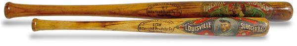Ernie Davis - Circa 1910 Ty Cobb & Honus Wagner Decal Bats