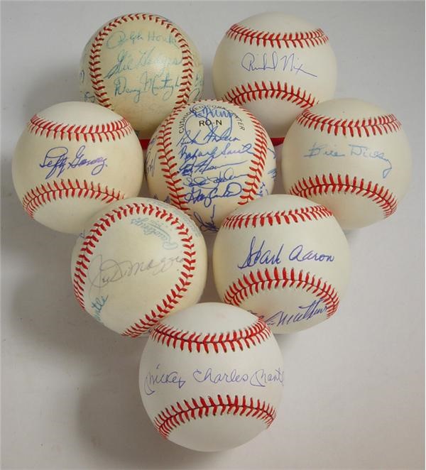 Autographed Baseballs - Important Signed Baseball Collection (8) with Mickey Charles Mantle