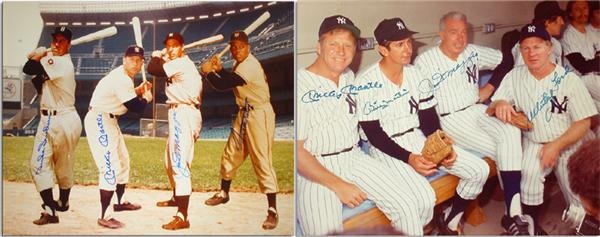 - New York Baseball Immortals Signed Photographs (2) with DiMaggio, Mantle, Mays, etc.