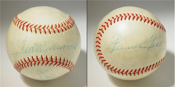 - Foxx, Mantle, & Williams Signed Baseball