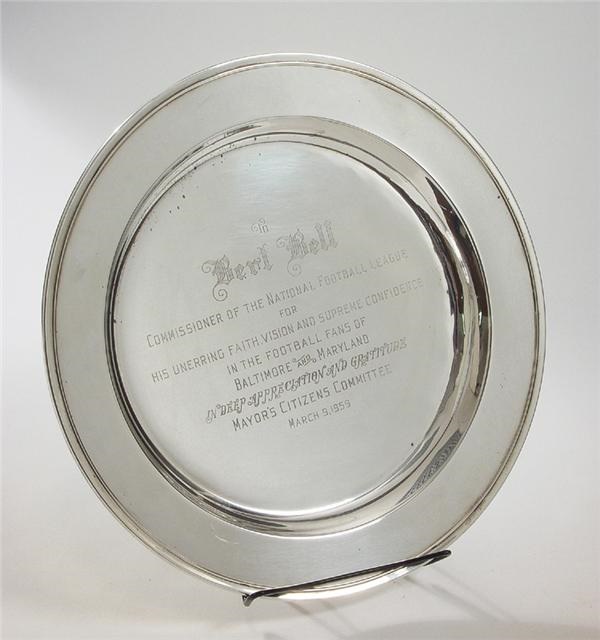 The Bert Bell Collection - 1959 Baltimore Colts Silver Tray (13.5" diam.)