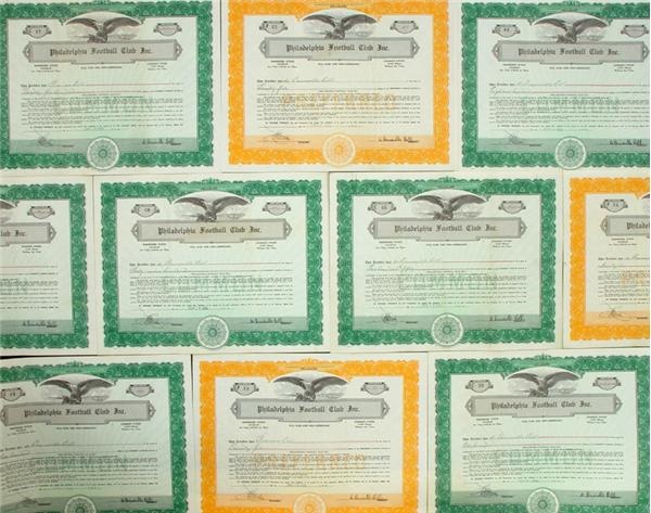 The Bert Bell Collection - Philadelphia Eagles Stock Certificates (10)