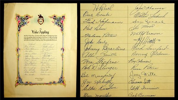 Luke Appling - 1947 Browns Signed Certificate To Luke Appling (16"x20")