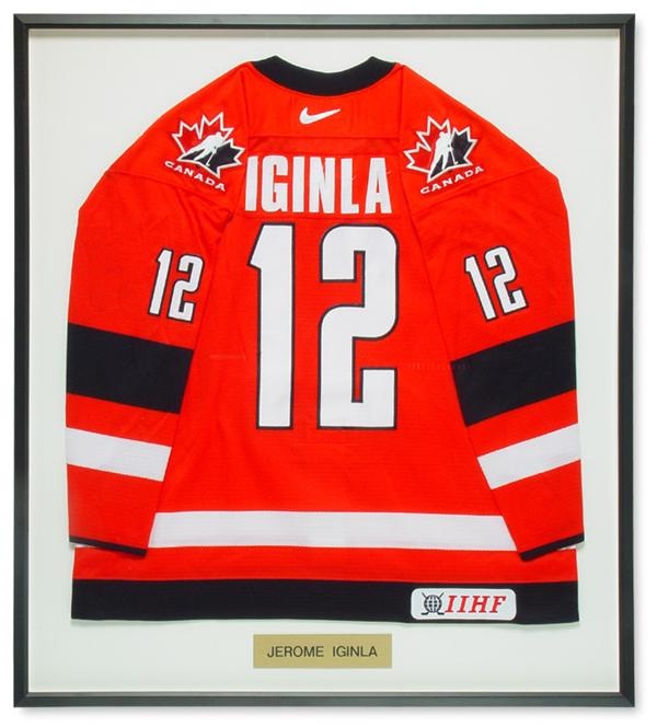 2002 Jarome Iginla Game Worn Team Canada Olympics Jersey - Gold, Lot  #82535