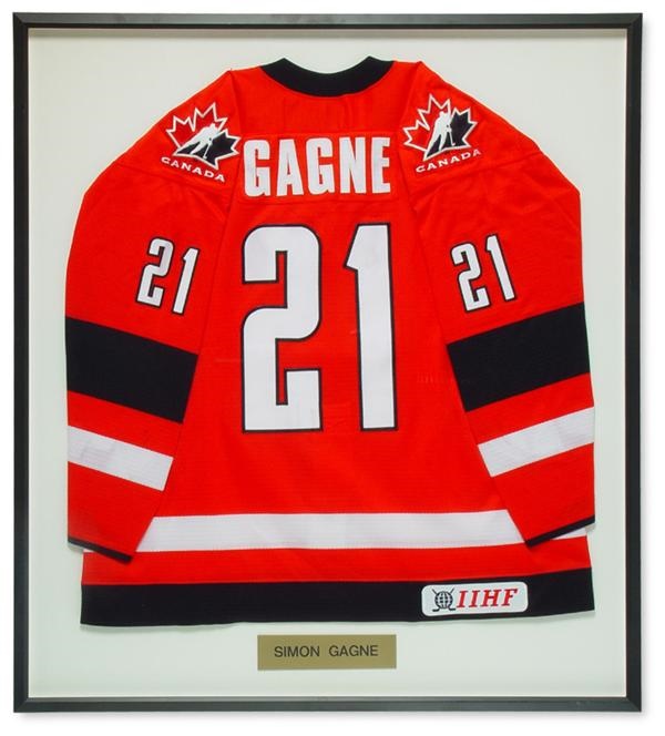 Simon Gagne 2002 Olympics Team Canada Game Worn Jersey