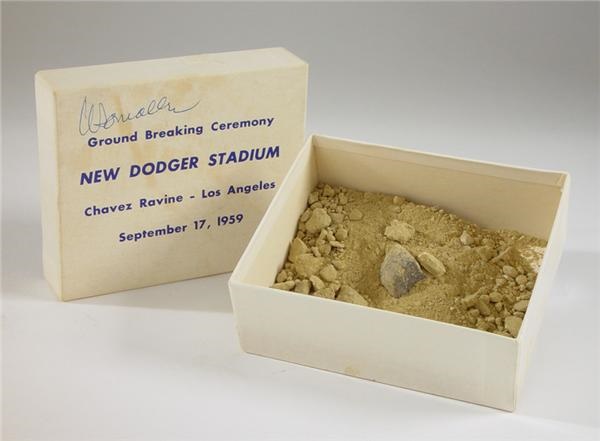 New Dodger Stadium Ground Breaking Ceremony Pieces Signed by Walter O'Malley