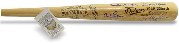 1955 Brooklyn Dodgers Team Signed Bat