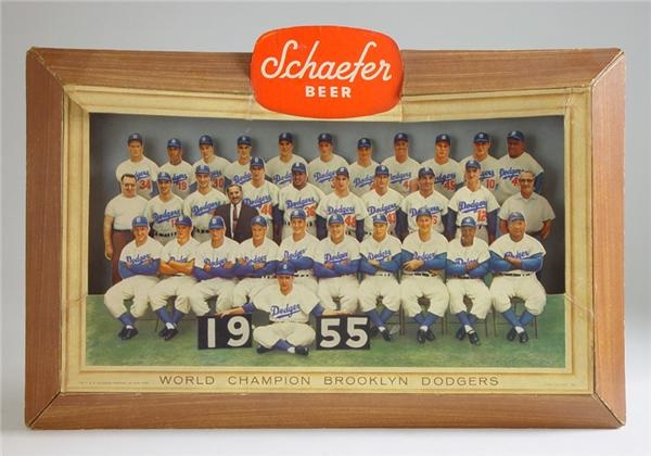 1956 Brooklyn Dodgers Schaefer 3-D Beer Sign (12"x20")