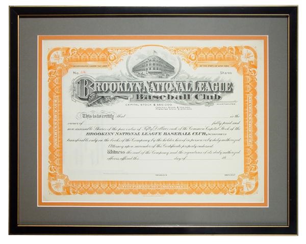 - Brooklyn Dodgers Stock Certificate