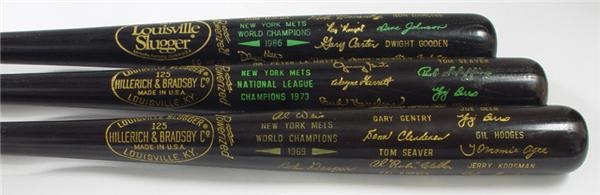 1969, 1973 & 1986 New York Mets Black Bats (3)