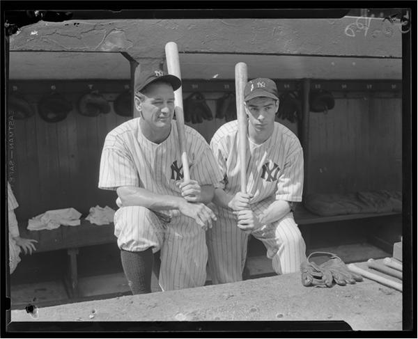 The Gene Schoor Collection - 1936 Lou Gehrig and Joe DiMaggio Original Negative