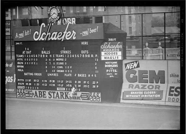 The Gene Schoor Collection - Carl Furillo Goes to the Ebbets Field Wall Original Negative