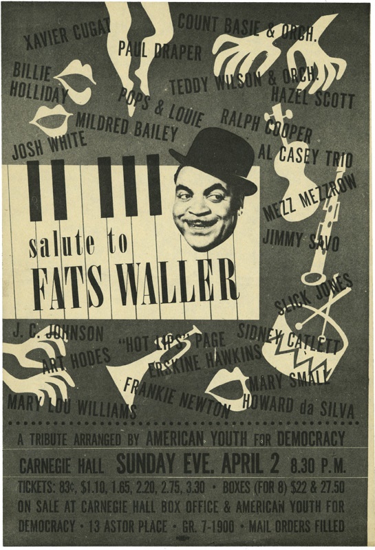 Billy Holiday Handbill 1944 Fats Waller Salute