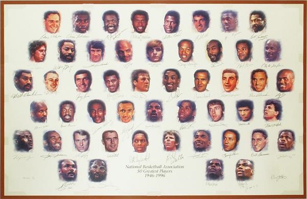 - Paul Arizin’s NBA Autographed “50 Greatest Players” Lithograph
