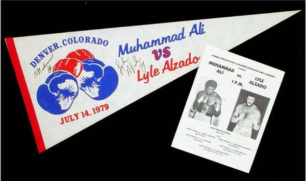 - Muhammad Ali vs. Lyle Alzado Signed Pennant and Program *