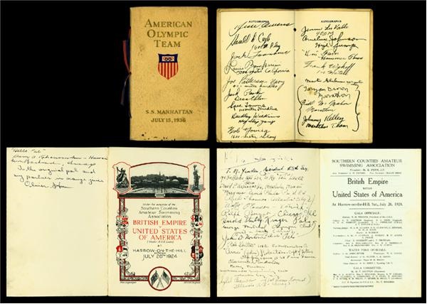 1980 Miracle on Ice & Olympics - 1924 & 1936 U.S. Olympic Team Signed Publications with Jesse Owens (2)
