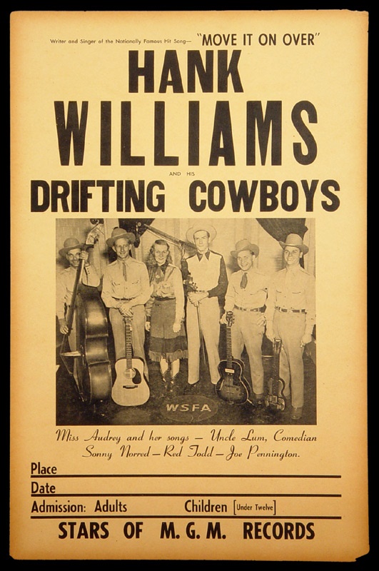 Rock Posters - Hank Williams and His Drifting Cowboys Concert Poster
