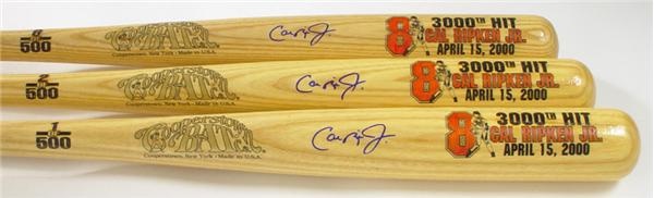 - Cal Ripken Signed 3,000th Hit Commemorative Cooperstown Bats (3)
