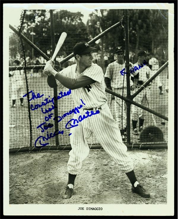 NY Yankees, Giants & Mets - Mickey Mantle Signed Joe DiMaggio “Constipation” Photo