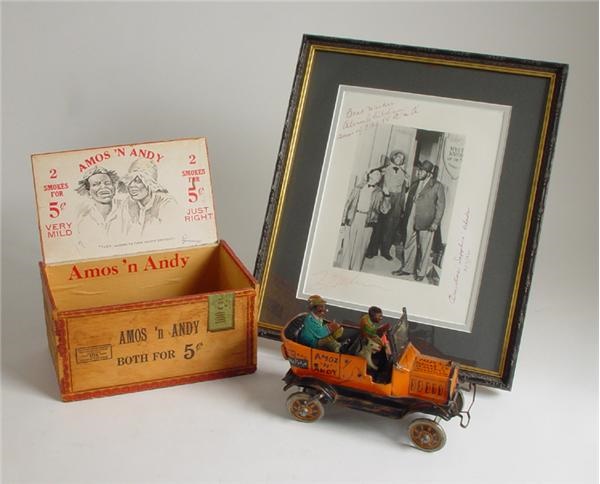 Amos & Andy Signed Photo, Tobacco Box & Wind Up