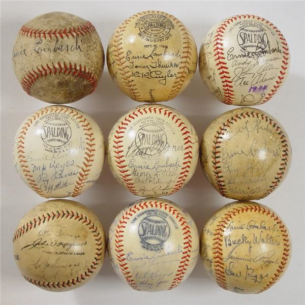 Autographed Baseballs - Ernie Lombardi Signed Baseball Collection (19)