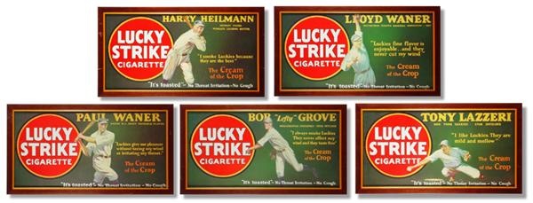 - 1927 Lucky Strike Trolley Signs Complete Set of 5 from the Charlie Sheen Collection