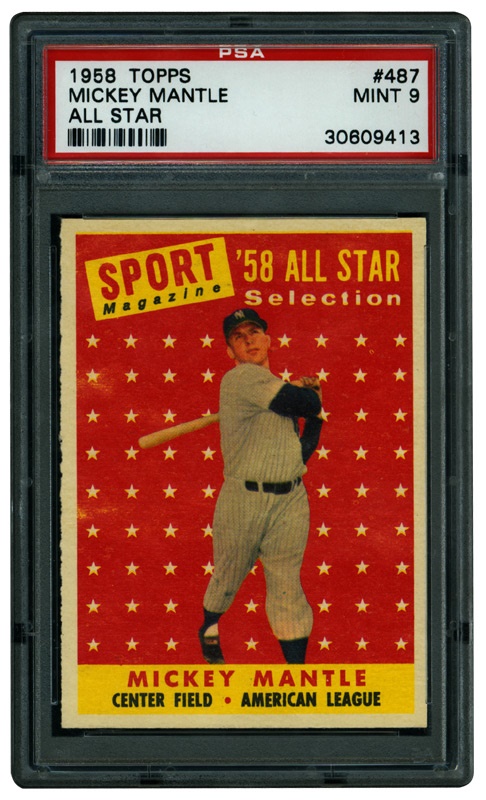 - 1958 Topps #487 Mickey Mantle All-Star PSA 9